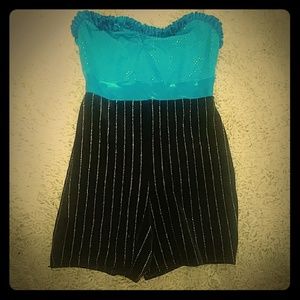 Blue and Black Dance Romper